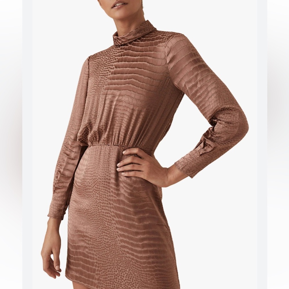 NWT Reiss Emma Silk-Blend Snakeskin Burnout Dress Sz 12